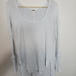 Small Free People Oversized Waffle Knit Baby Blue Top